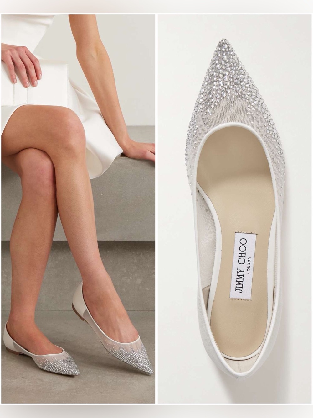 Jimmy Choo Love crystal-embellished mesh point-toe flats 40 $1,295